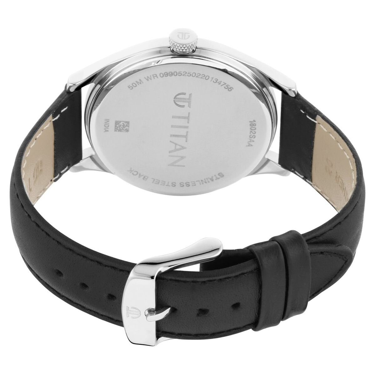 Titan Workwear Black Dial Black Leather Strap Men's Watch view 5