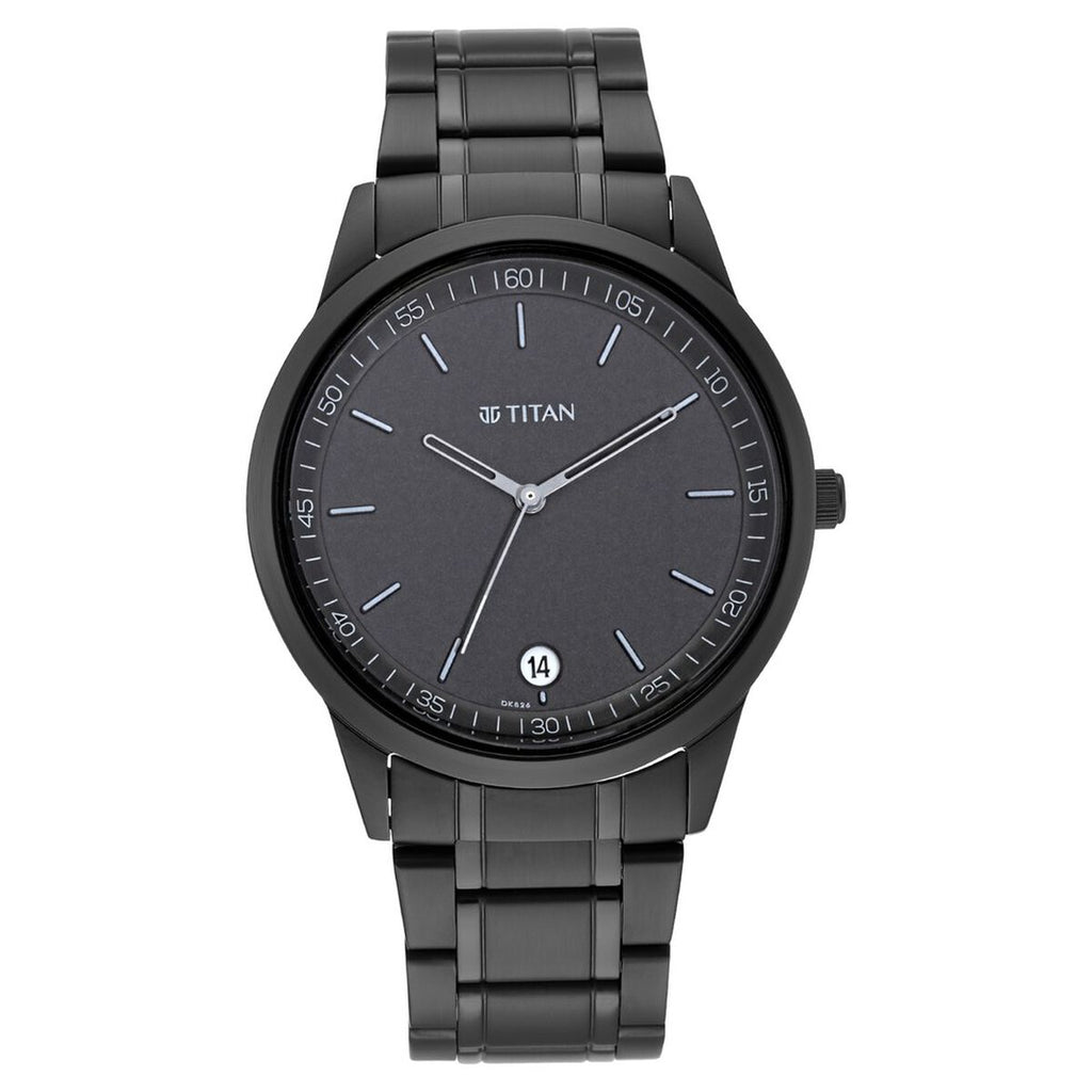 Titan Minimals Black Dial Black Metal Strap Men's Watch view 2