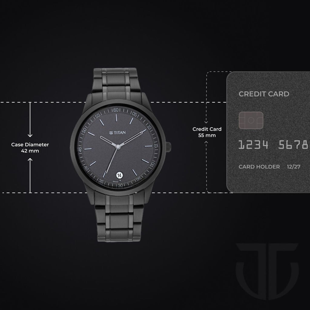 Titan Minimals Black Dial Black Metal Strap Men's Watch view 3