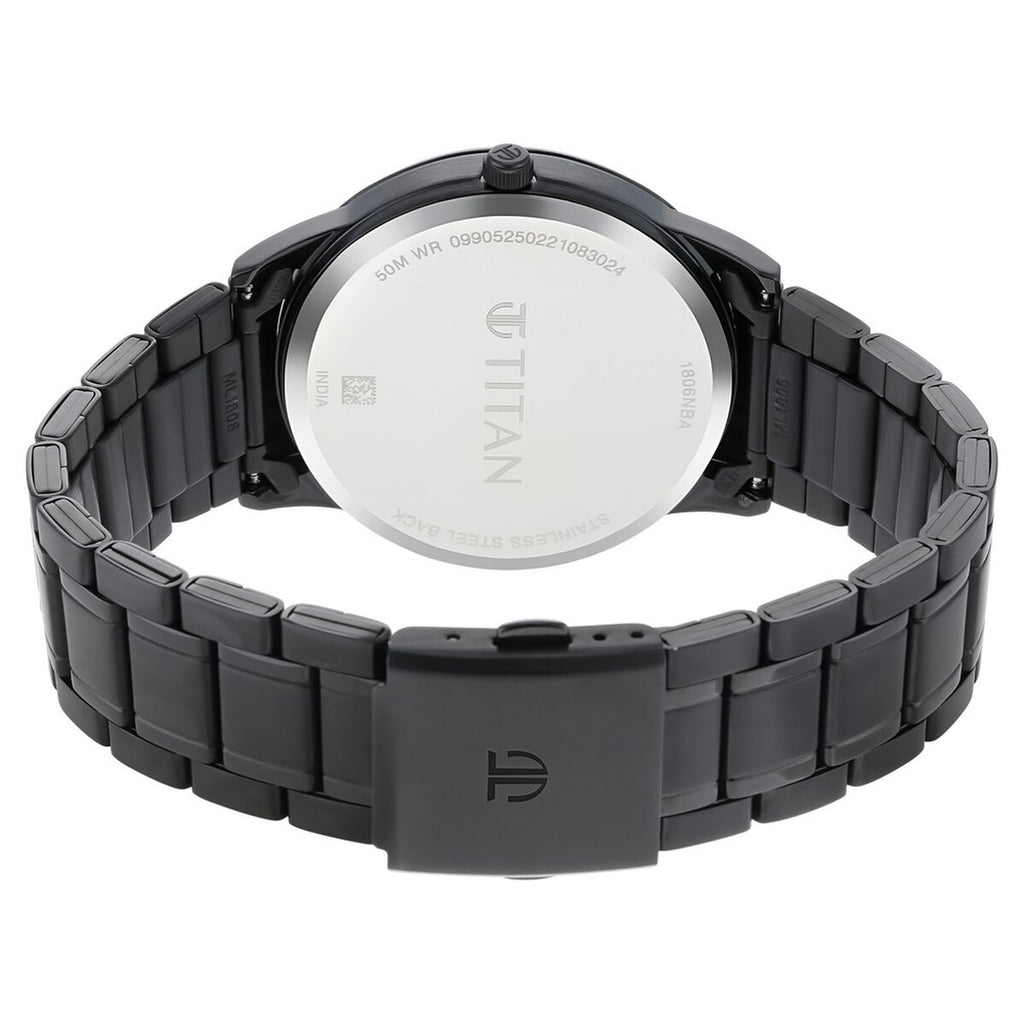 Titan Minimals Black Dial Black Metal Strap Men's Watch view 5