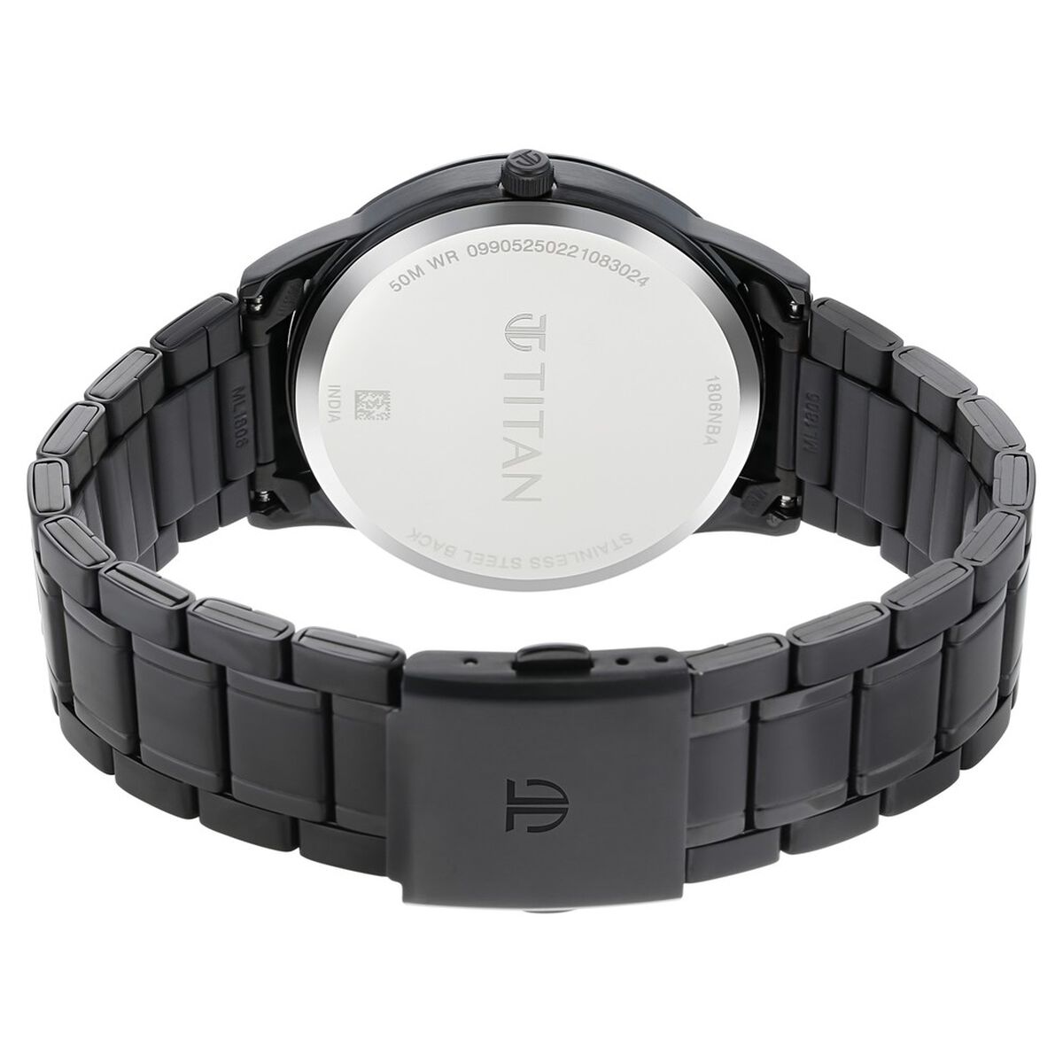 Titan Minimals Black Dial Black Metal Strap Men's Watch view 5