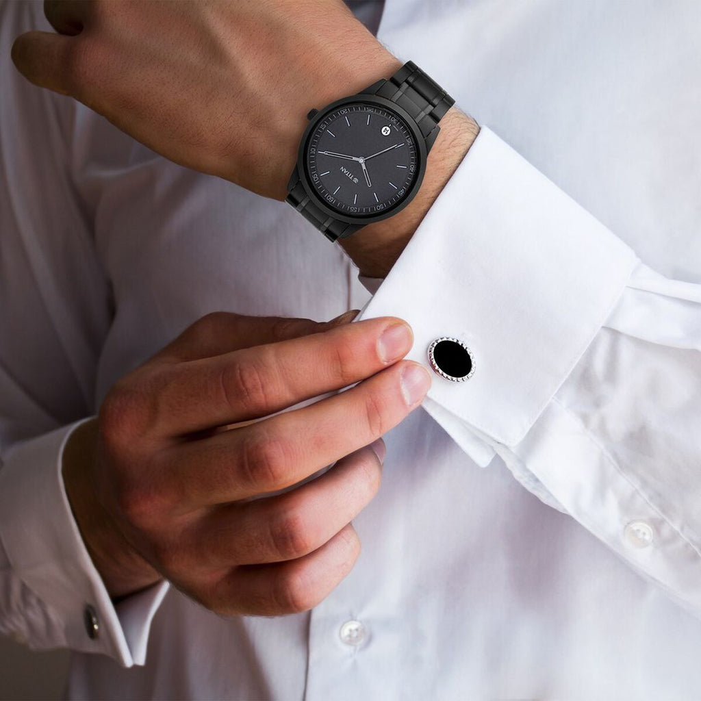 Titan Minimals Black Dial Black Metal Strap Men's Watch view 6