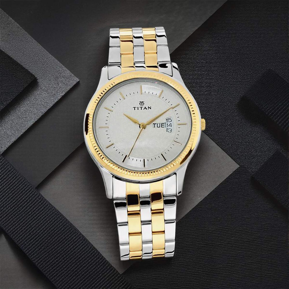 Titan Silver Dial Two-Tone Stainless Steel Strap Men's Watch 1824BM01 - view 1