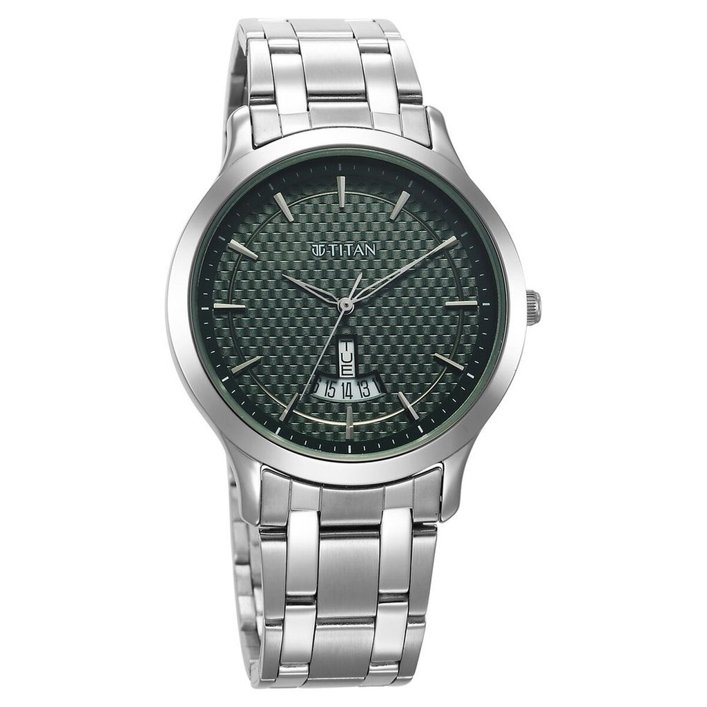 Titan Karishma Green Dial Silver Stainless Steel Men's Watch view 2