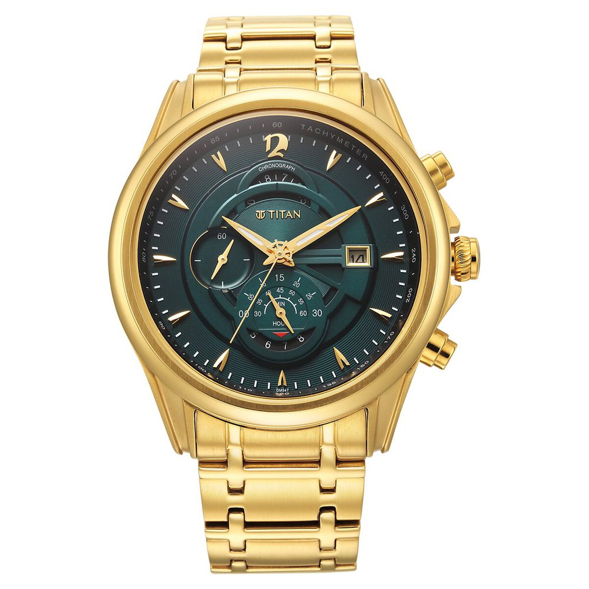 Titan Regalia Premium Green Dial Gold-Tone Stainless Steel Strap Men's Watch 1830YM02 - view 3