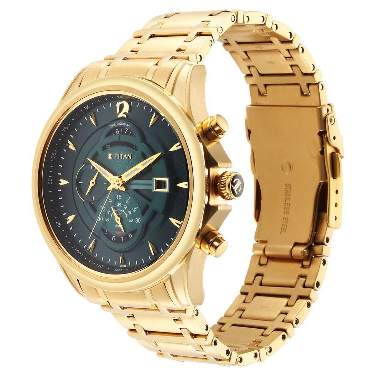Titan Regalia Premium Green Dial Gold-Tone Stainless Steel Strap Men's Watch 1830YM02 - view 4