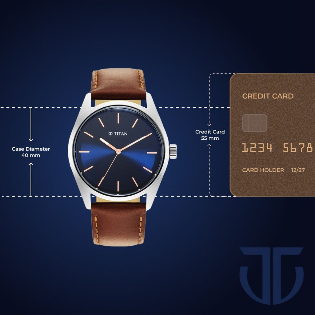 Titan Workwear Blue Dial Brown Leather Strap Men's Watch 1866SL01 - view 3