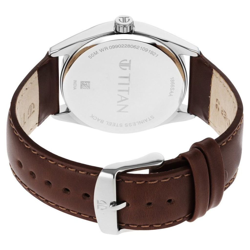 Titan Workwear Blue Dial Brown Leather Strap Men's Watch 1866SL01 - view 5