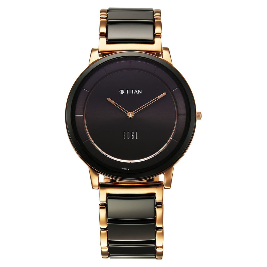 Titan Edge Fusion Black Dial Black Steel & Ceramic Strap Men's Watch 1878KD03 - view 1