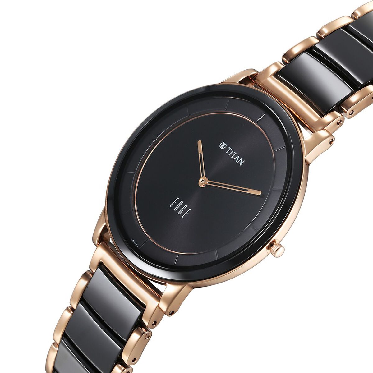 Titan Edge Fusion Black Dial Black Steel & Ceramic Strap Men's Watch 1878KD03 - view 2