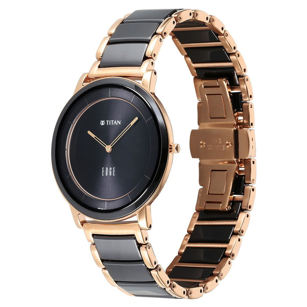 Titan Edge Fusion Black Dial Black Steel & Ceramic Strap Men's Watch 1878KD03 - view 6
