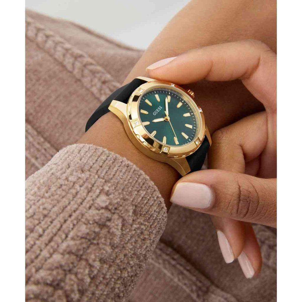 Guess Mist Green Dial Black Silicone Strap Women's Watch GW0949L2 - view 6