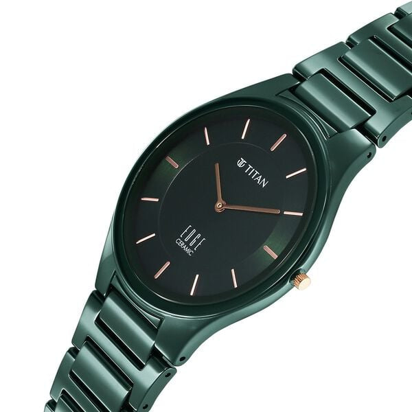 Titan Edge Ceramic Glossy Green Dial Ceramic Strap Men's Watch 1696QC06 - view 2