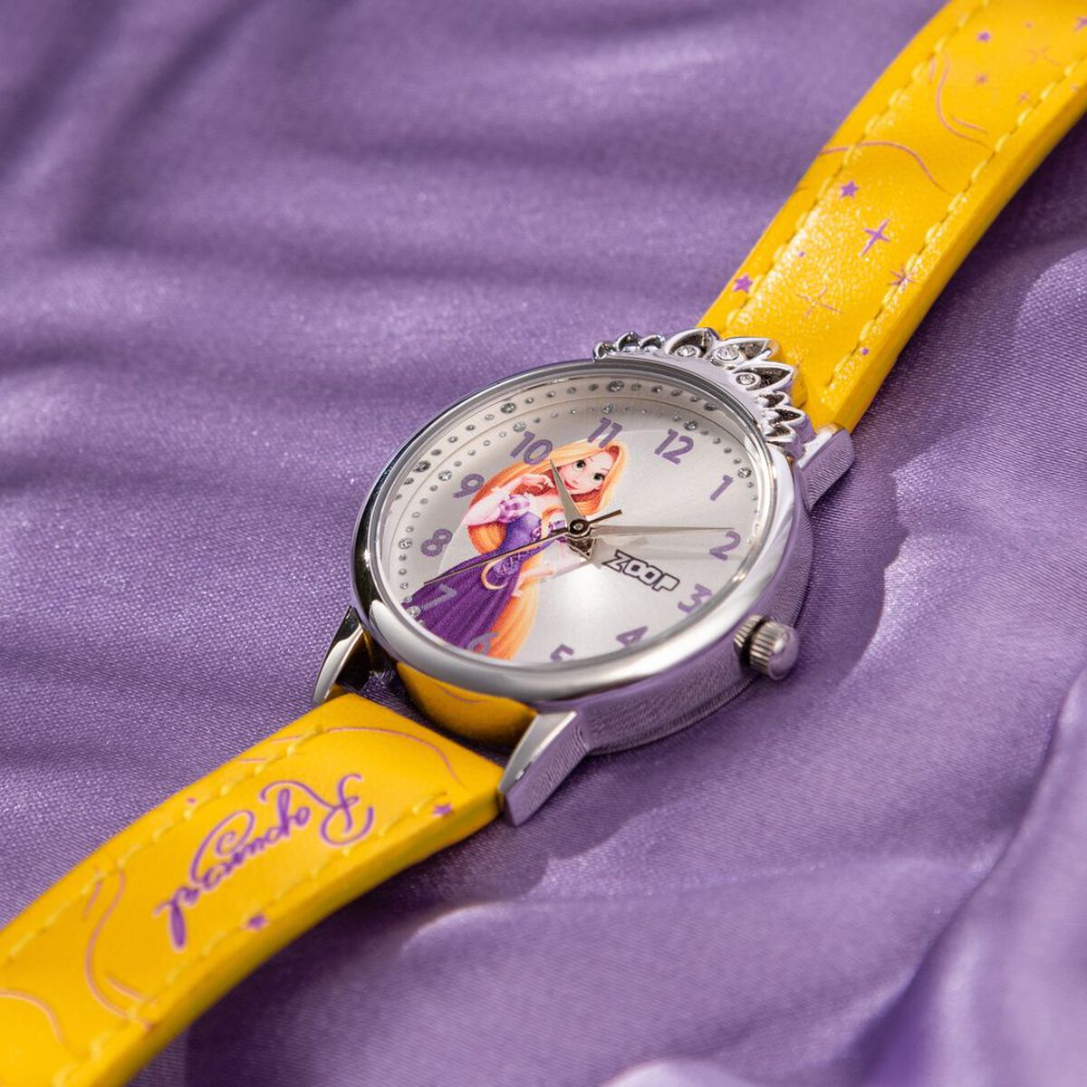 Zoop By Titan Disney Rapunzel Silver Dial Yellow PU Leather Strap Kids' Watch 26048SL01 - view 1