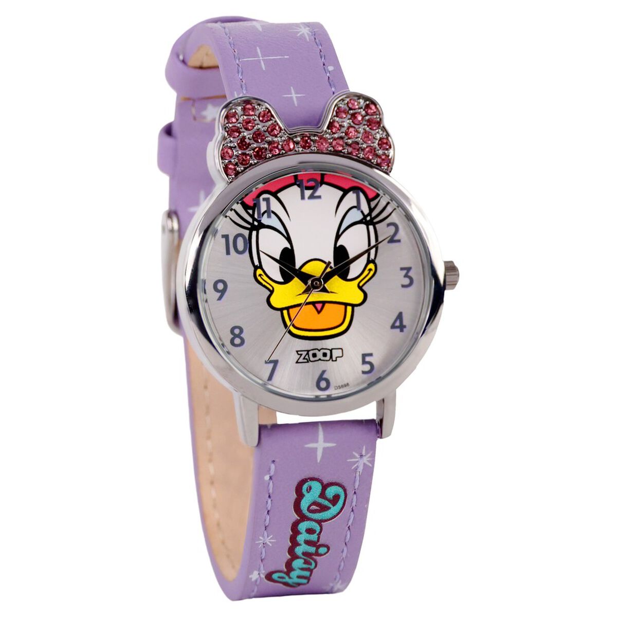 Zoop By Titan Disney Daisy Duck Silver Dial Purple PU Leather Strap Kids' Watch 26055SL01 - view 3