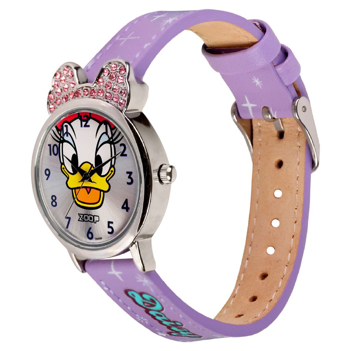 Zoop By Titan Disney Daisy Duck Silver Dial Purple PU Leather Strap Kids' Watch 26055SL01 - view 5