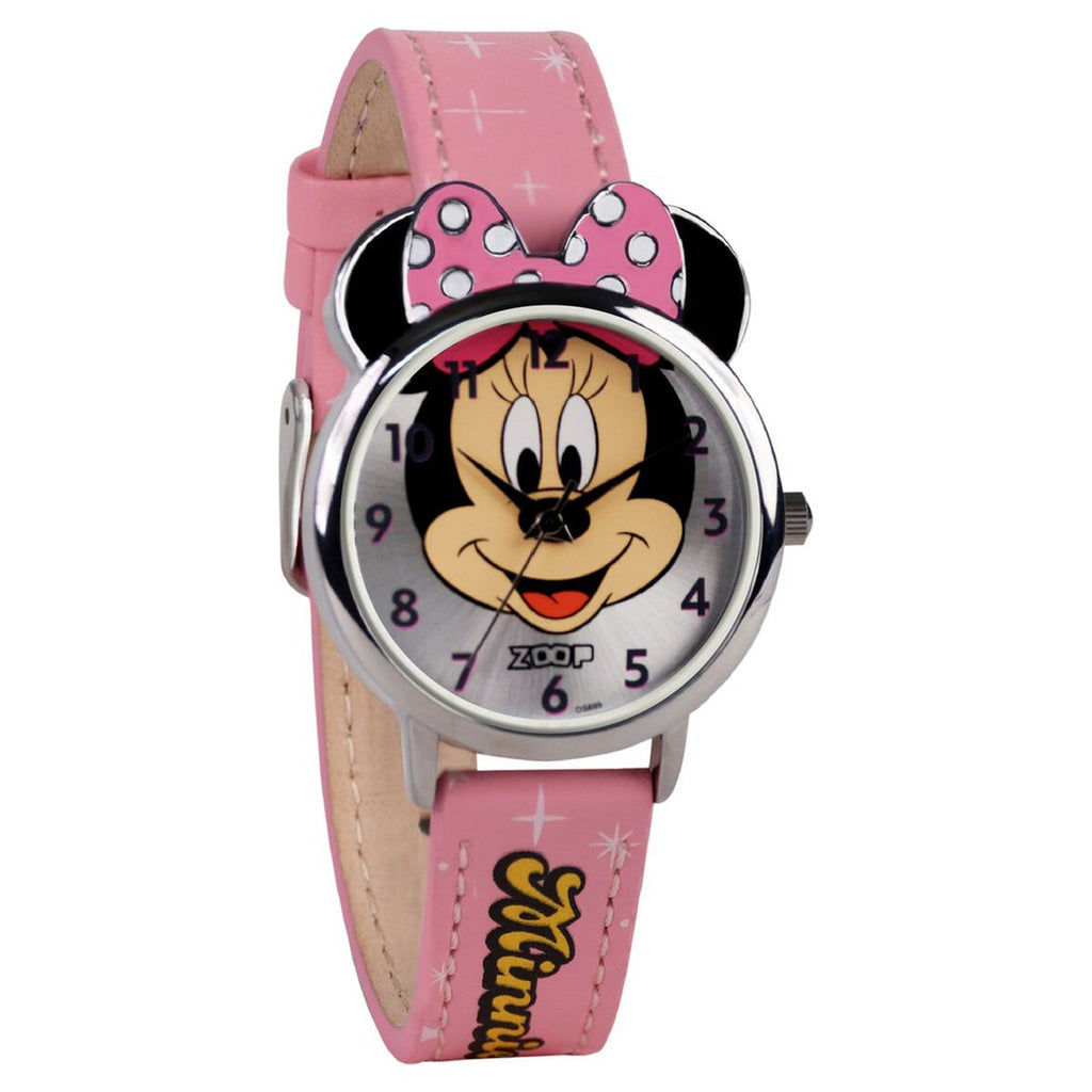 Zoop By Titan Disney Minnie Mouse Silver Dial Pink PU Leather Strap Kids' Watch 26056SL01 - view 3
