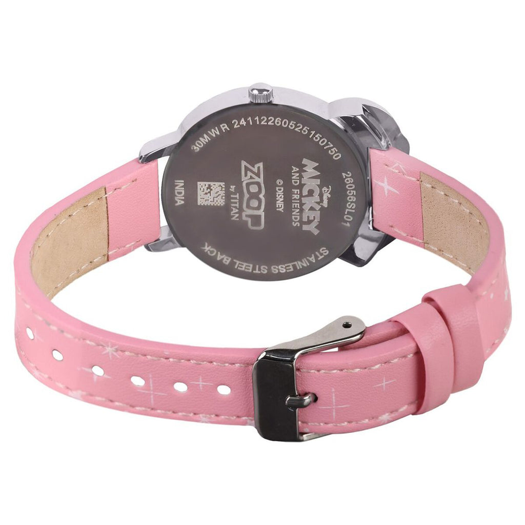Zoop By Titan Disney Minnie Mouse Silver Dial Pink PU Leather Strap Kids' Watch 26056SL01 - view 6