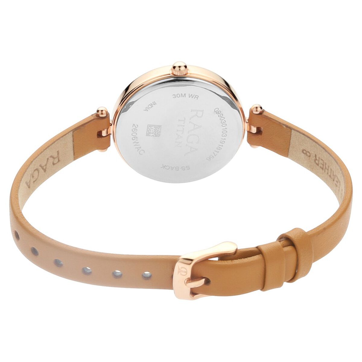 Titan Raga Viva Rose Gold Dial Tan Leather Strap Women's Watch 2606WL01 - view 5