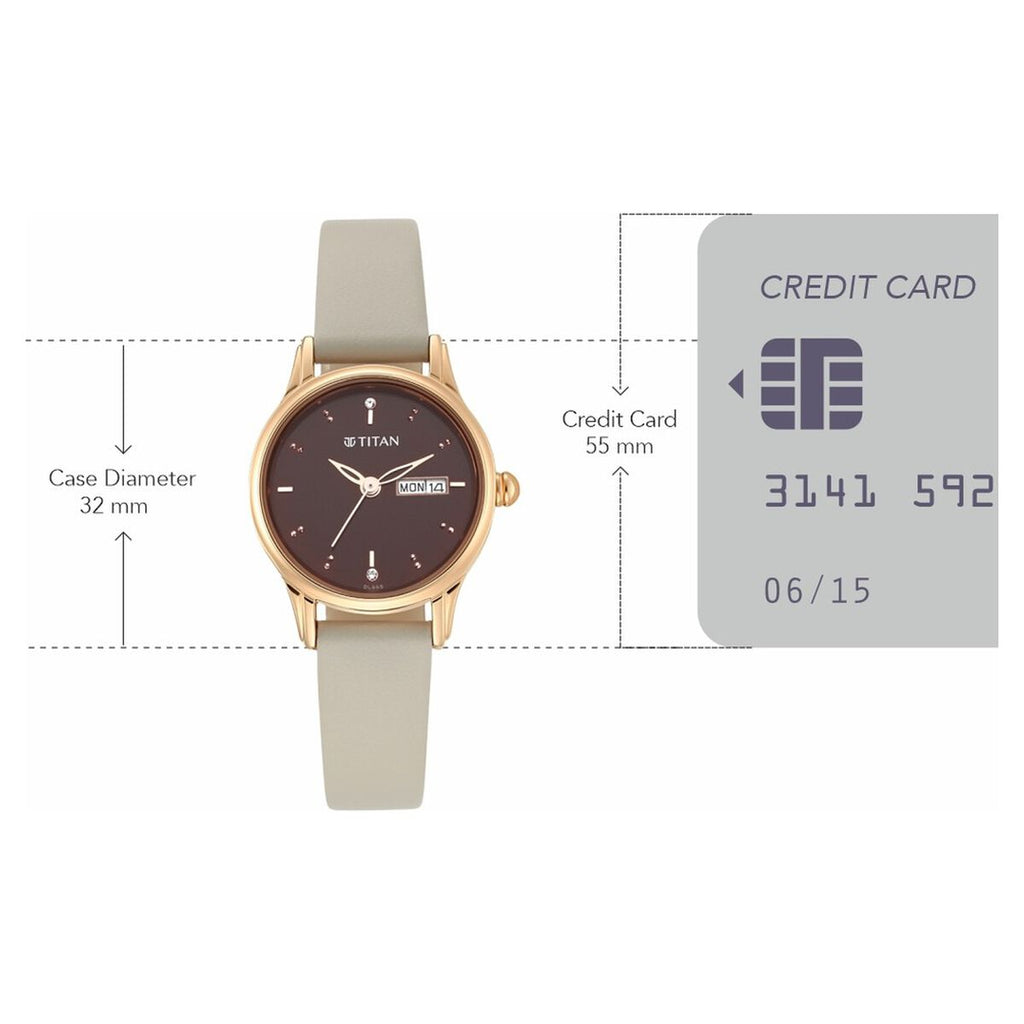 Titan Lagan Brown Dial Leather Strap Women's Watch 2656WL01 - view 4