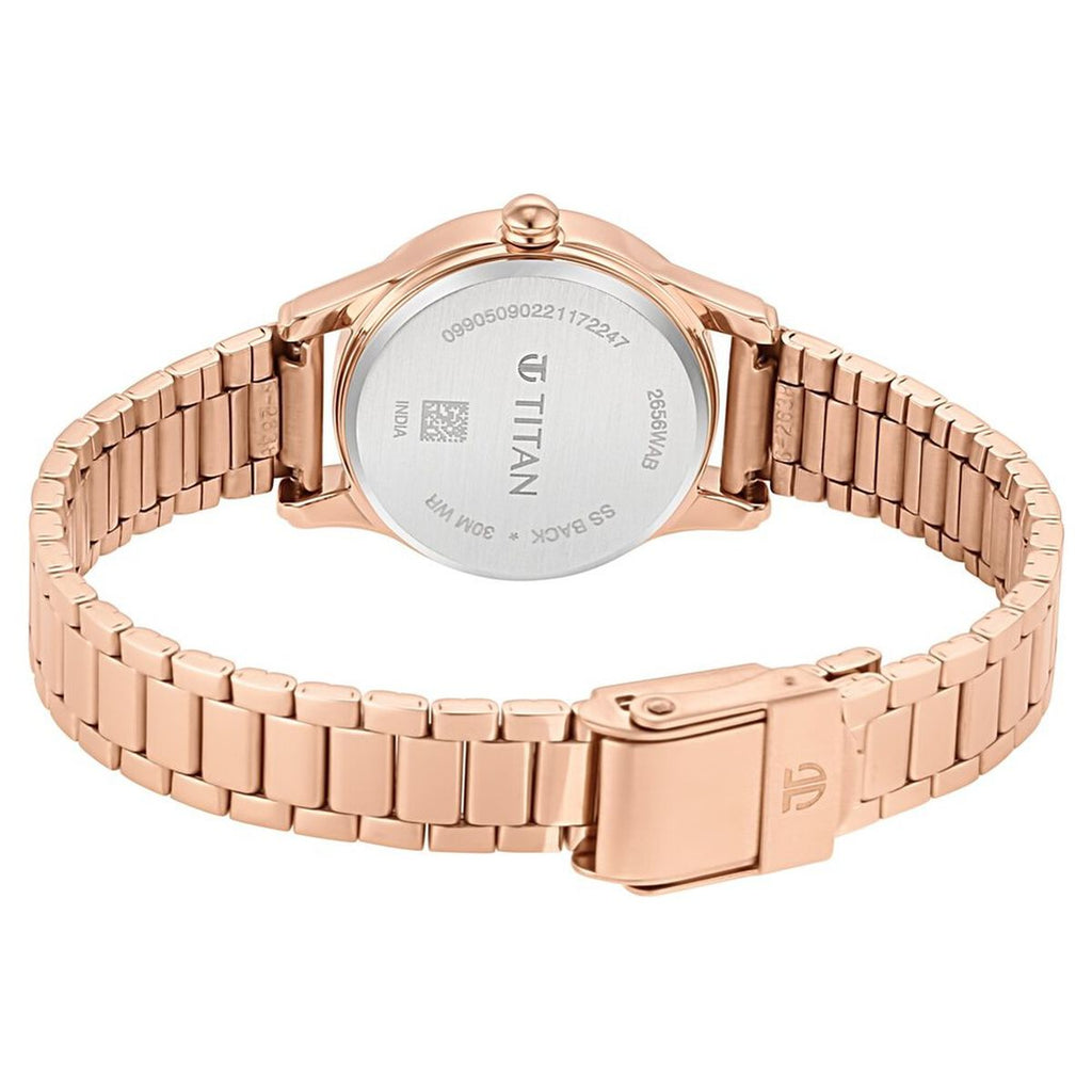 Titan Lagan Silver Dial Rose Gold Metal Strap Women's Watch view 7