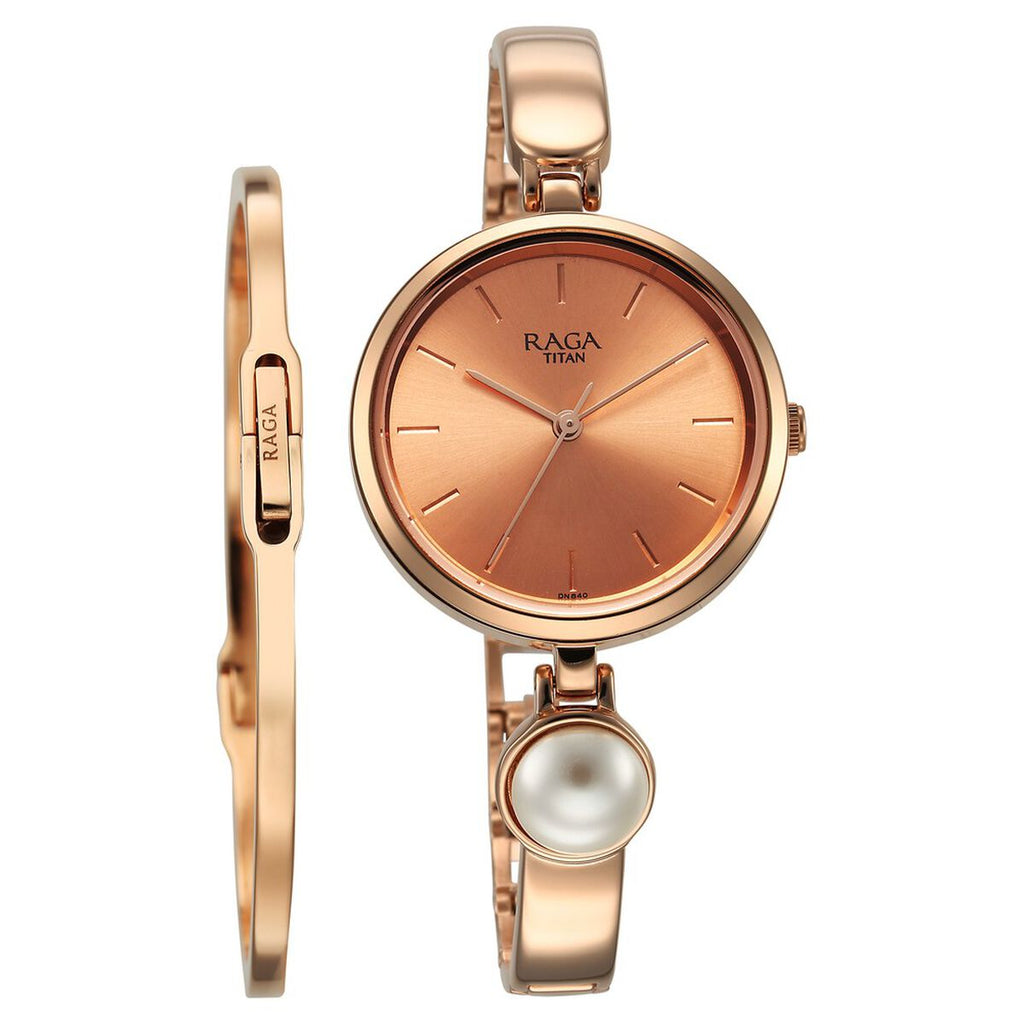 Titan Raga Power Pearls Rose Gold Dial Rose Gold Metal Strap Women's Watch 2720WM01F - view 1