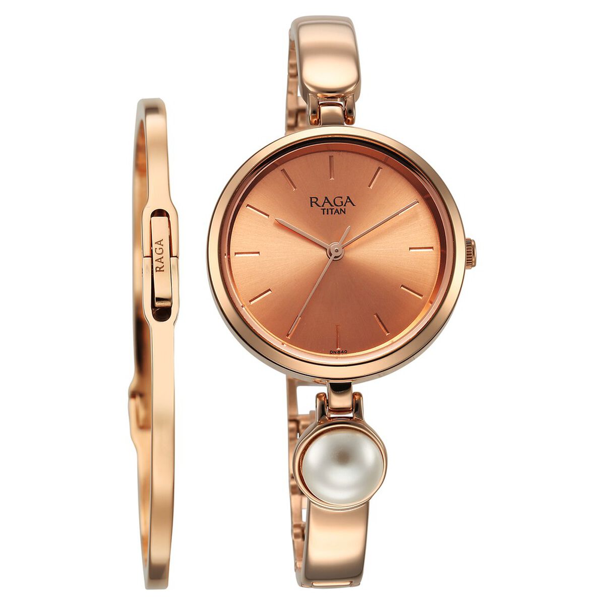Titan Raga Power Pearls Rose Gold Dial Rose Gold Metal Strap Women's Watch 2720WM01F - view 1