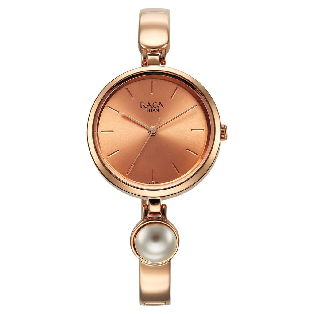 Titan Raga Power Pearls Rose Gold Dial Rose Gold Metal Strap Women's Watch 2720WM01F - view 2