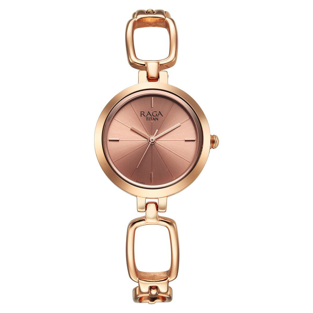 Titan Raga Rose Gold Dial Rose Gold Metal Strap Women's Watch view 2