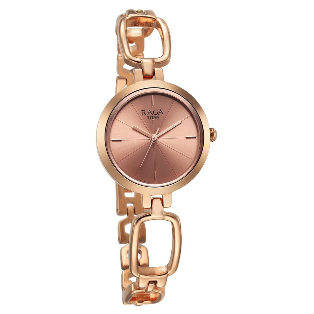 Titan Raga Rose Gold Dial Rose Gold Metal Strap Women's Watch view 3