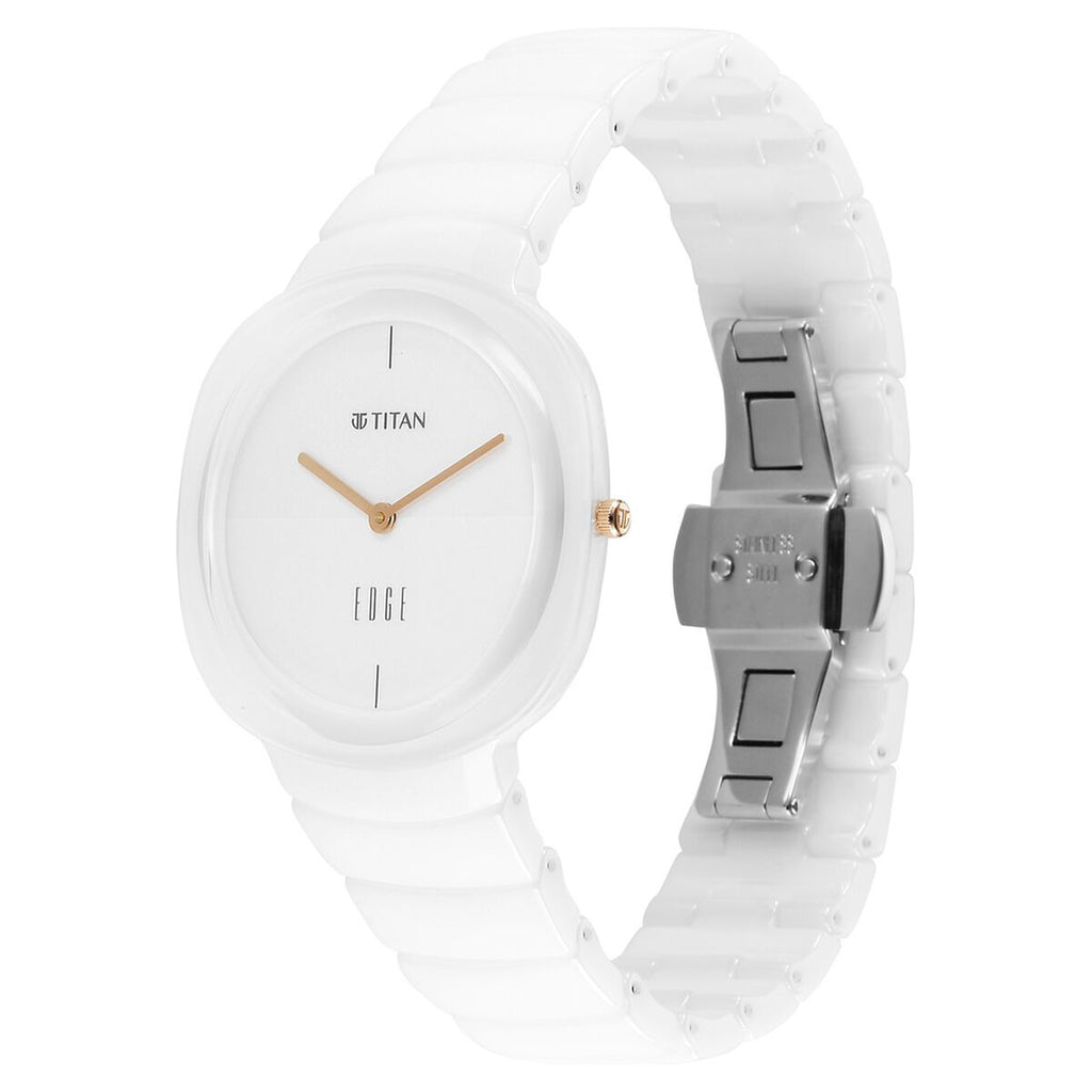Titan Edge Squircle White Dial White Ceramic Strap Women's Watch 2757QC01 - view 5