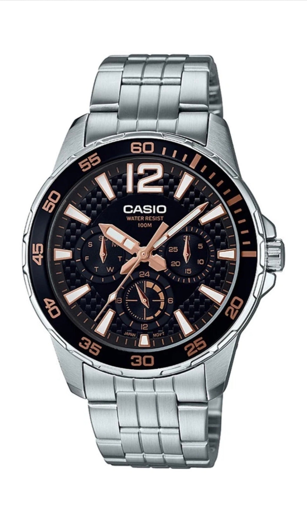 Casio Enticer Black Dial Silver Steel Strap Men's Chronograph Watch MTD-330D-1A3VDF - view 1