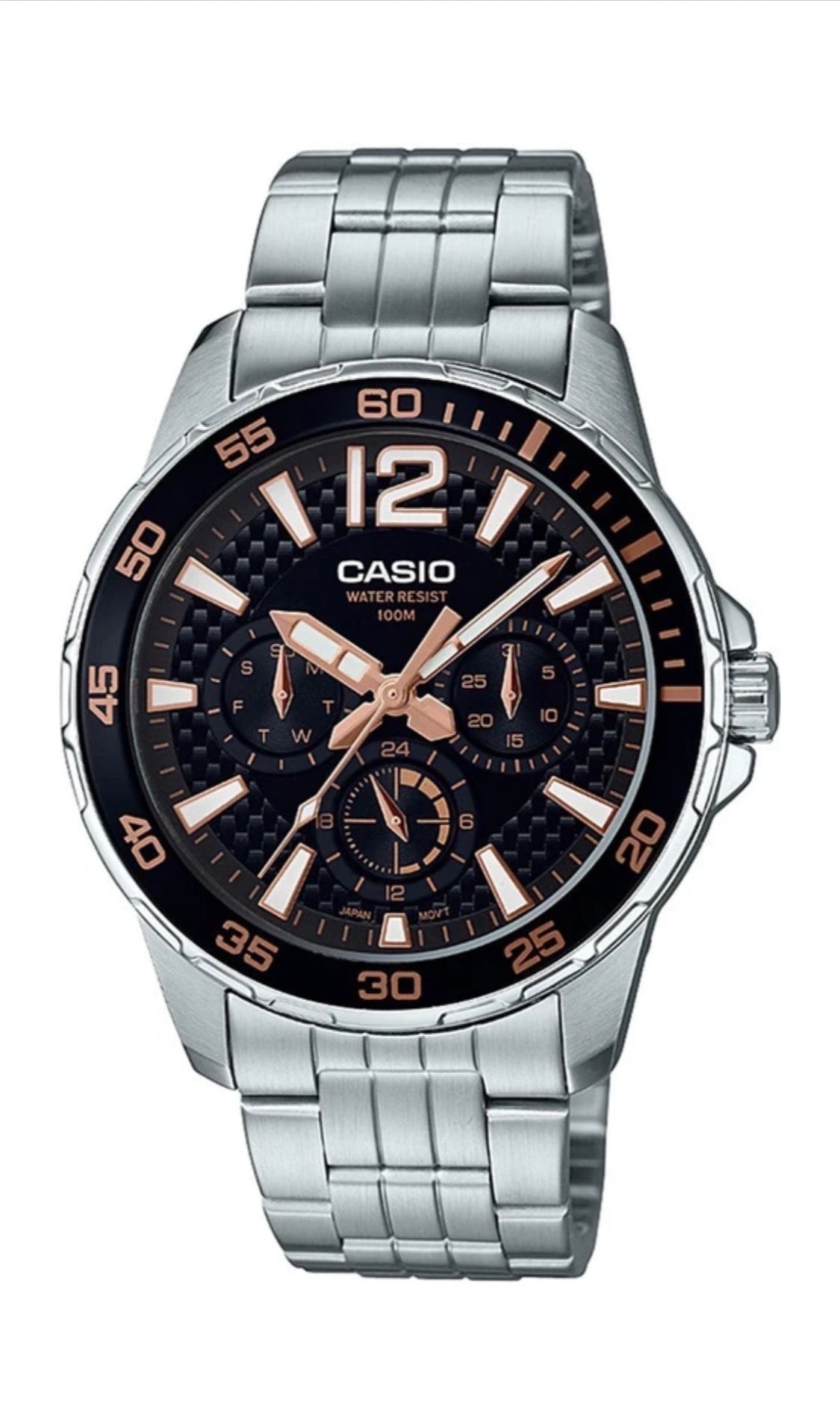 Casio Enticer Black Dial Silver Steel Strap Men's Chronograph Watch MTD-330D-1A3VDF - view 1