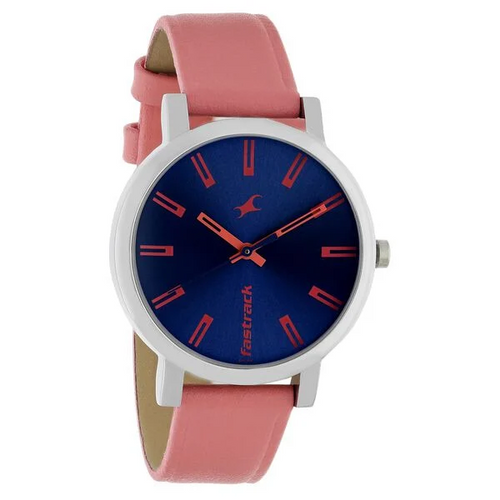 Fastrack Blue Dial Pink Leather Strap Women's Analog Watch - view 2