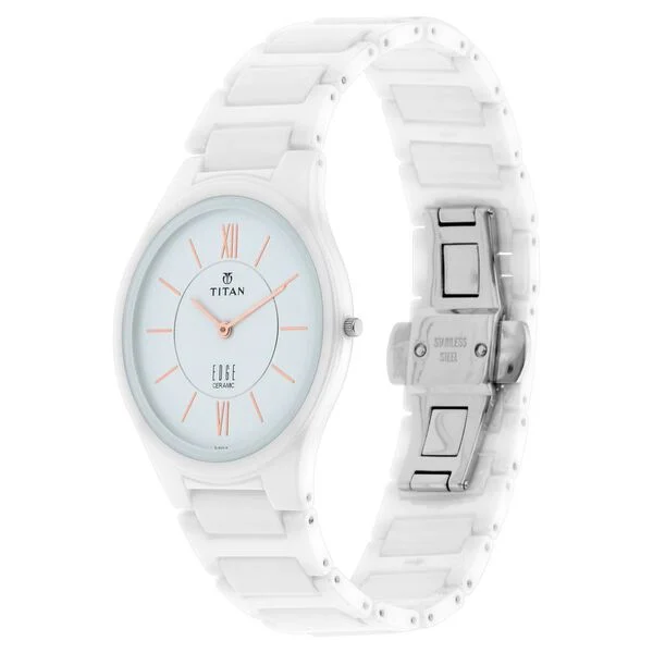 Titan Edge Ceramic Arctic White Dial White Ceramic Strap Men's Watch 1696QC04 - view 2