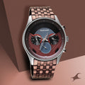 Fastrack Thor Multifunction Red Dial Brown Metal Strap Men's Watch 3286KM01 - view 1