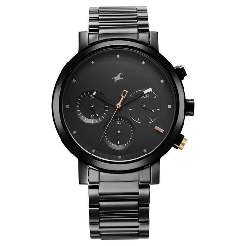 Fastrack Tick Tock Black Dial Black Stainless Steel Strap Men's Watch 3287KM06 - view 1
