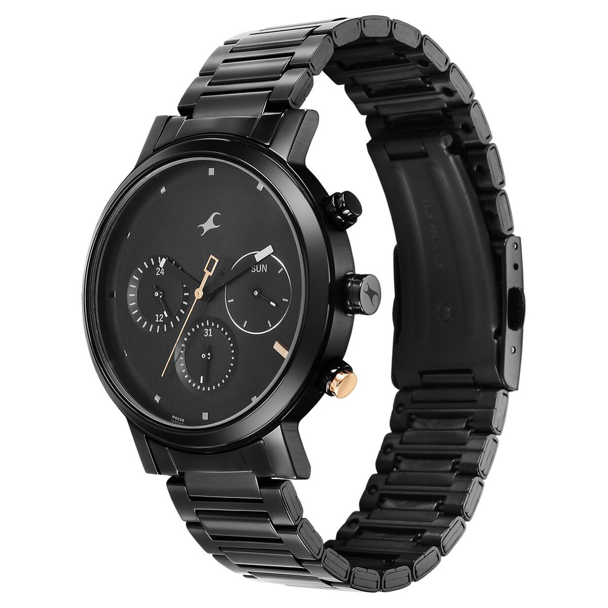 Fastrack Tick Tock Black Dial Black Stainless Steel Strap Men's Watch 3287KM06 - view 3