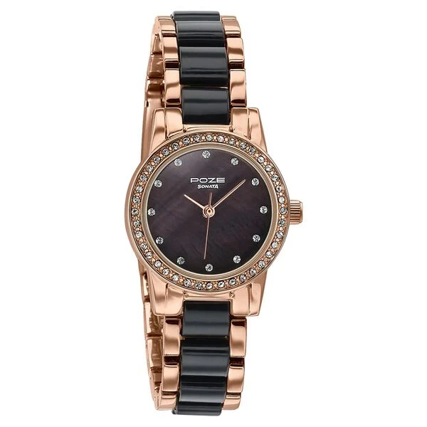 Sonata Poze White Dial Two-Tone Metal & Plastic Strap Women's Watch SP80136KD01 - view 2