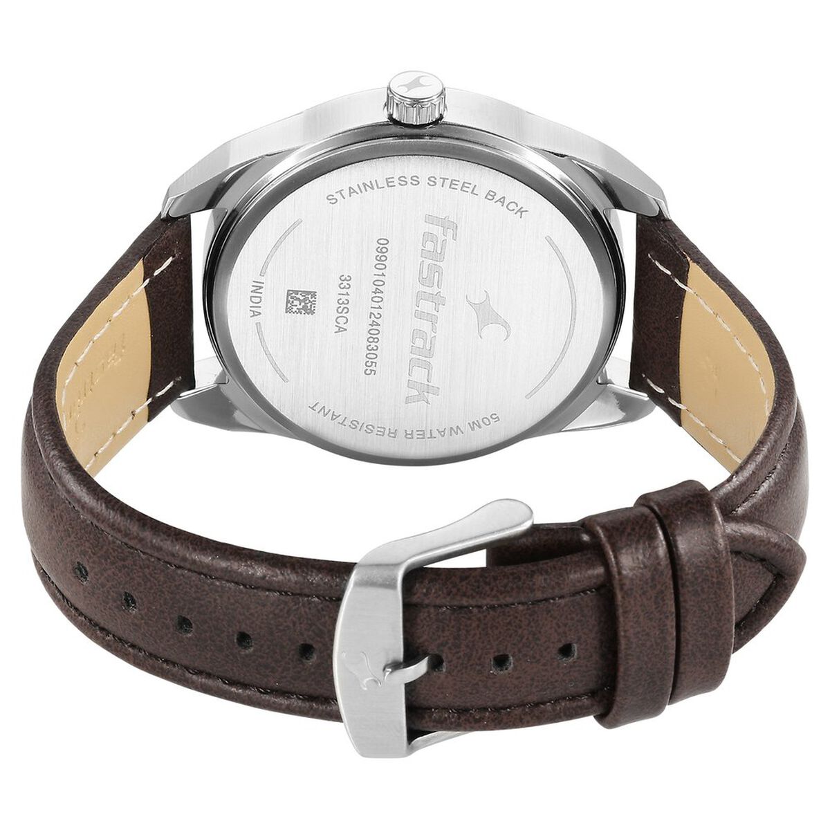 Fastrack Fleek Day-Date Blue Dial Brown Leather Strap Men's Watch 3313SL01 - view 5