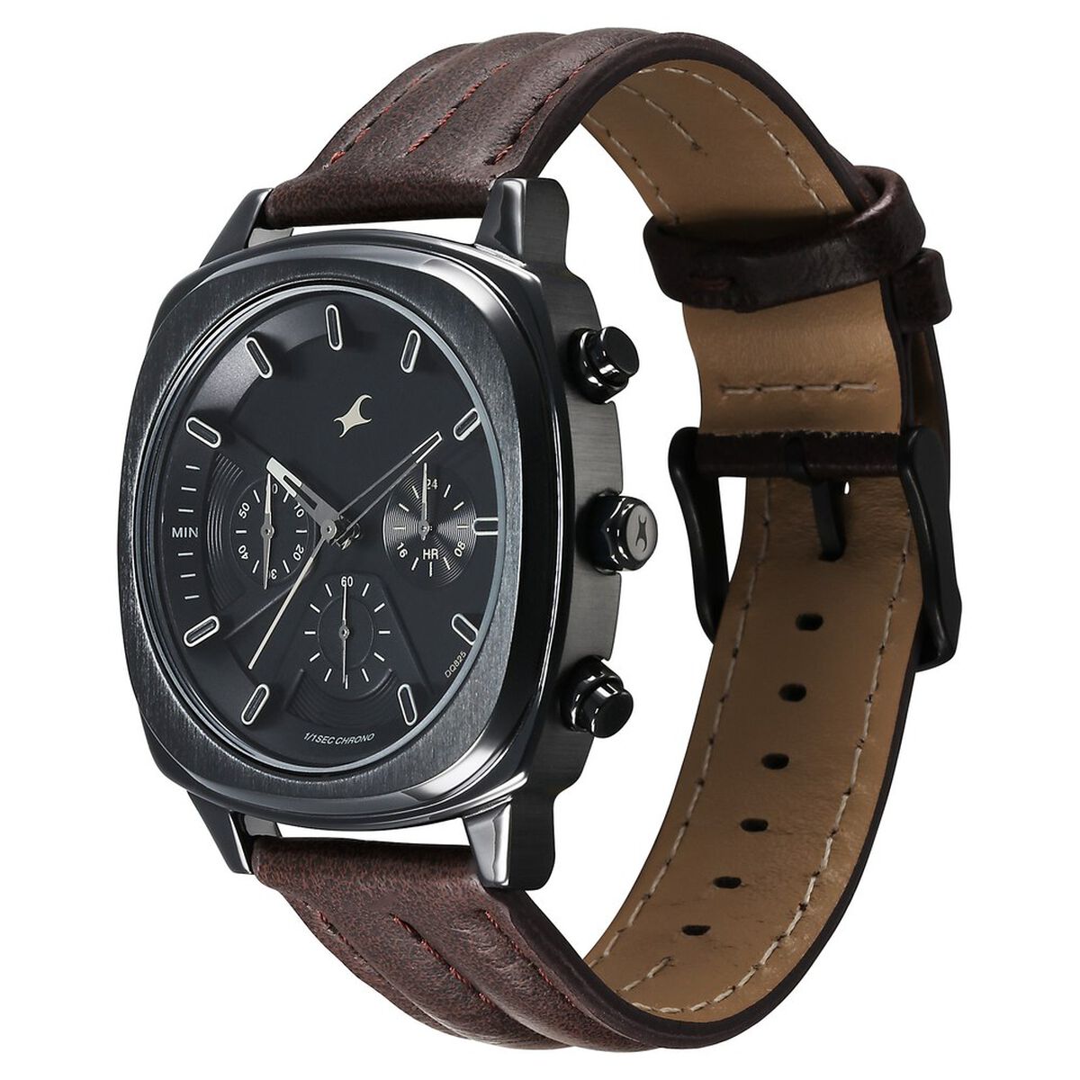 Fastrack Kronos Chronograph Black Dial Brown Leather Strap Men's Watch 3319NL01 - view 3