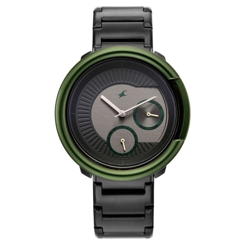 Fastrack Big Game Bumper Day-Date Two Toned Dial Black Stainless Steel Strap Men's Watch 3342KM02 - view 1