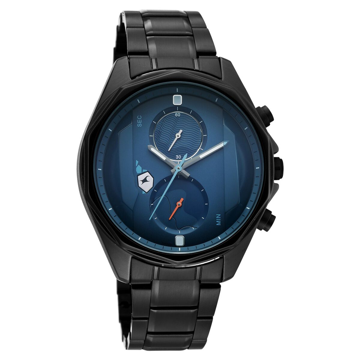 Fastrack Oceanyx 2.0 Chronograph Blue Dial Black Stainless Steel Strap Men's Watch 3350NM01 - view 2