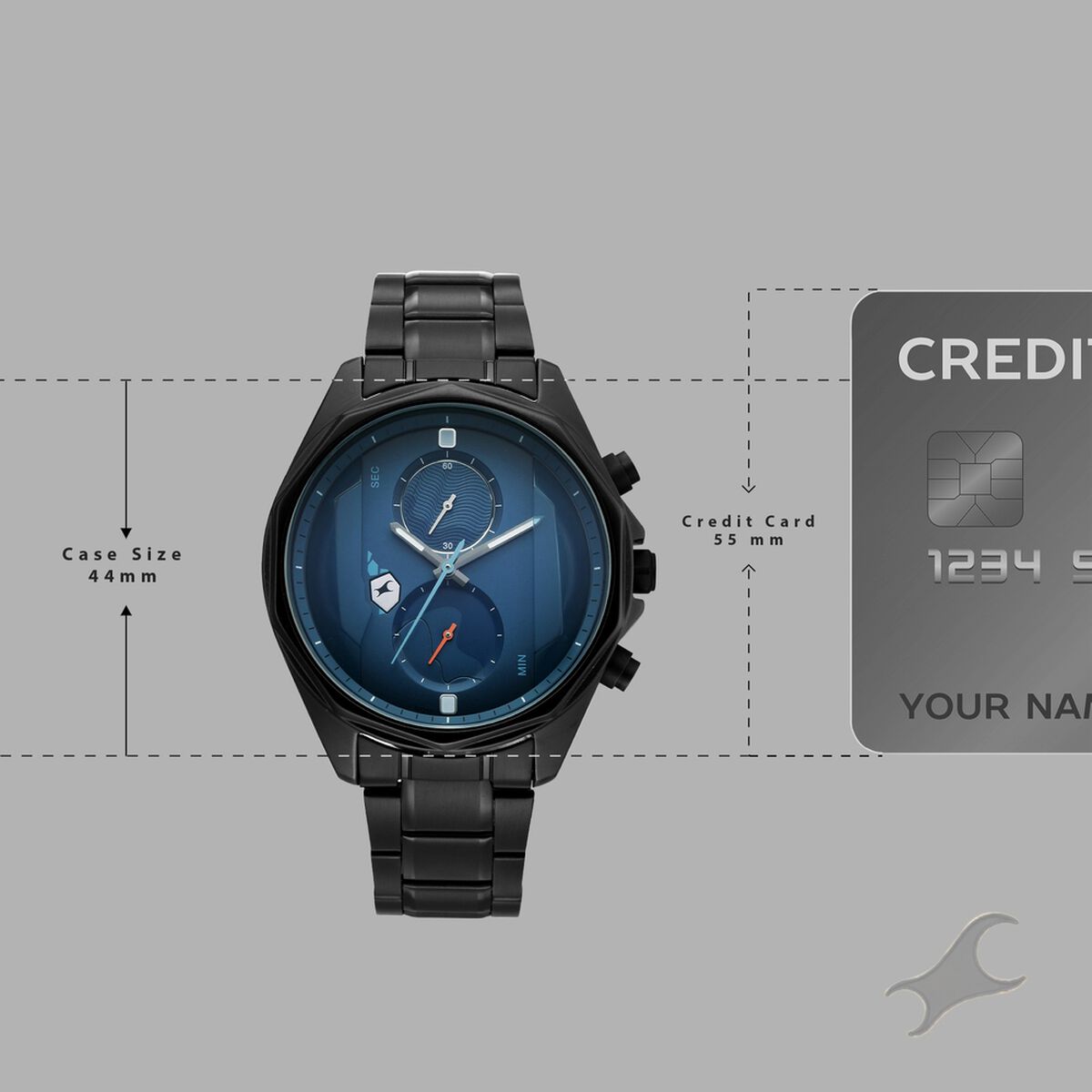 Fastrack Oceanyx 2.0 Chronograph Blue Dial Black Stainless Steel Strap Men's Watch 3350NM01 - view 4