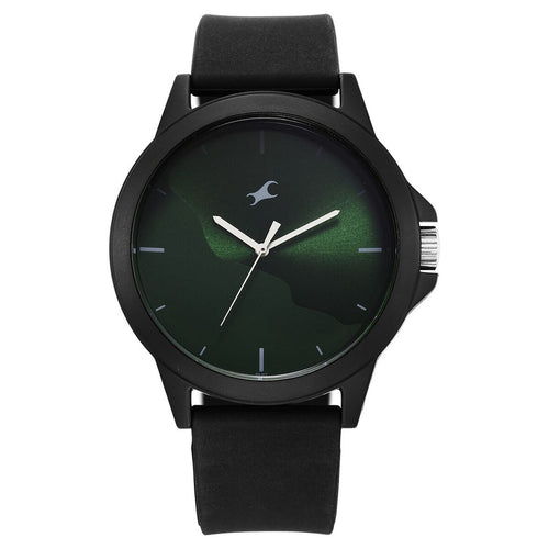 Fastrack Tees Wanderlust Green Dial Black Silicone Strap Watch 38024PP73W - view 1