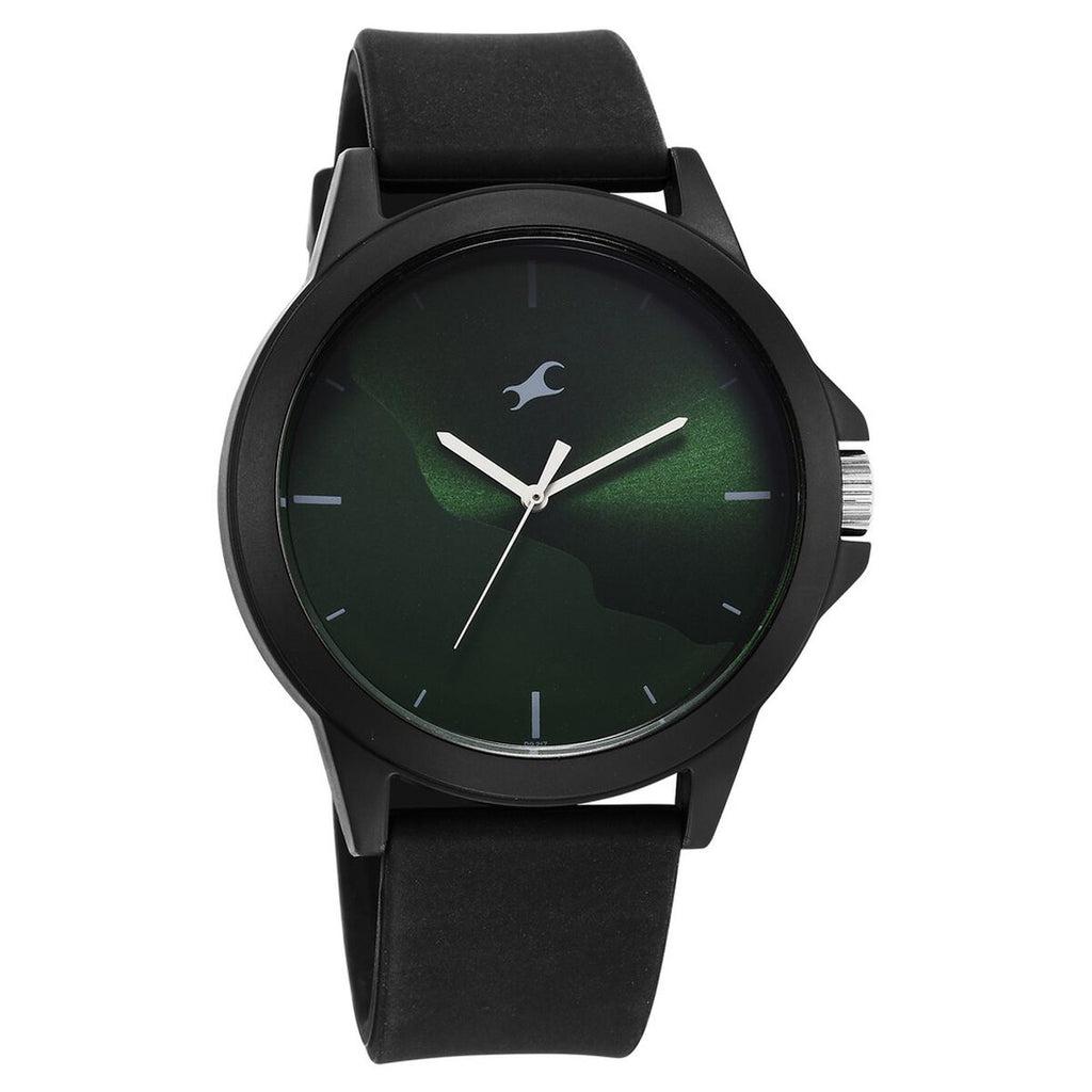 Fastrack Tees Wanderlust Green Dial Black Silicone Strap Watch 38024PP73W - view 2