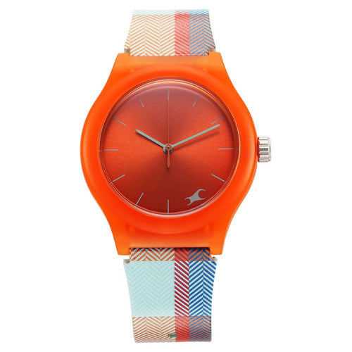 Fastrack Tees Urbanique Orange Dial Silicone Strap Girls' Watch 38037PP18W - view 1