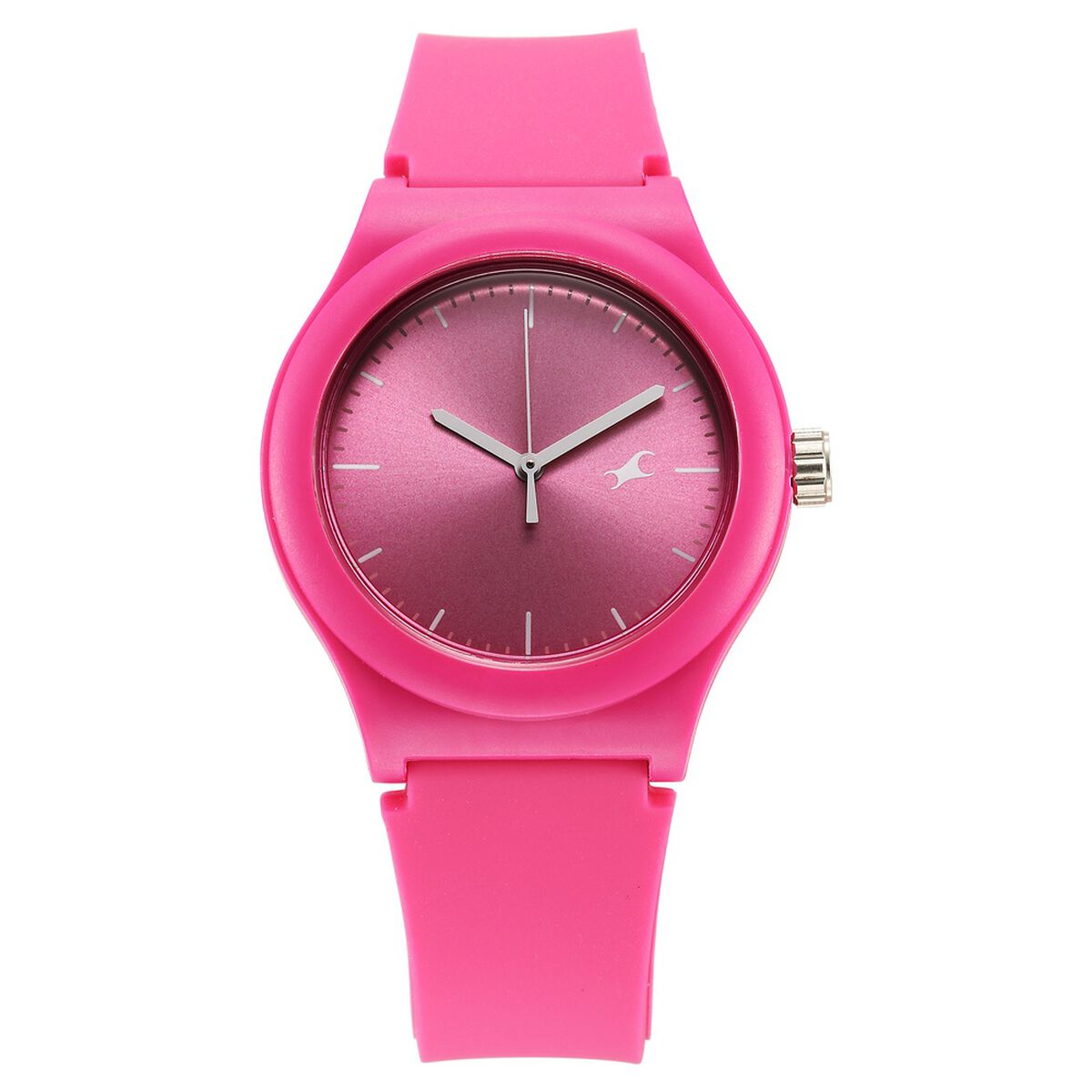 Fastrack Tees Urbanique Pink Dial Pink Silicone Strap Girls' Watch 38037PP20W - view 1