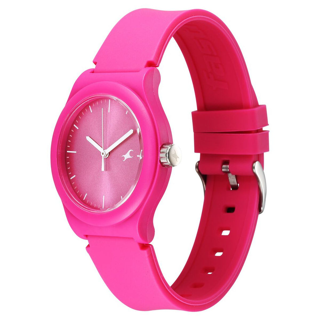 Fastrack Tees Urbanique Pink Dial Pink Silicone Strap Girls' Watch 38037PP20W - view 3