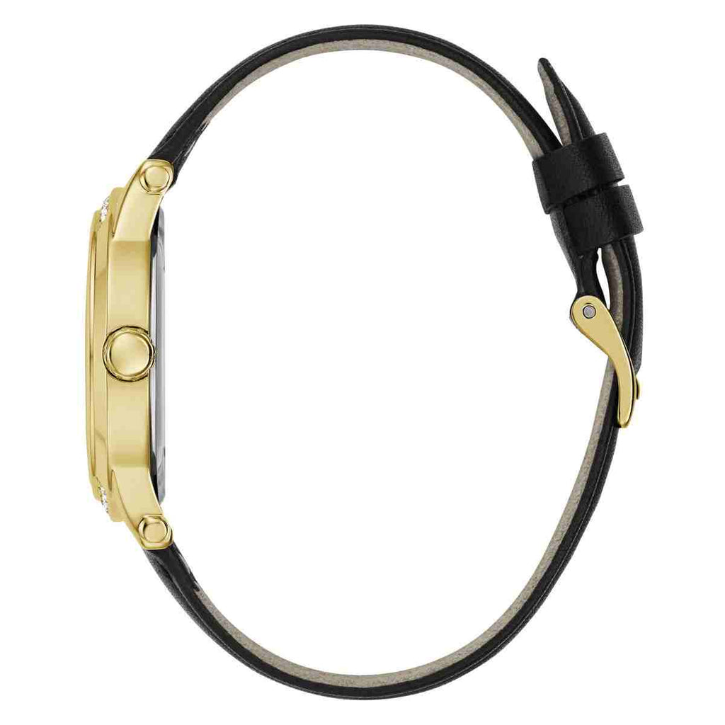 Guess 4G Logo Green Dial Gold-Tone Black Leather Strap Women's Watch GW0860L6 - view 2